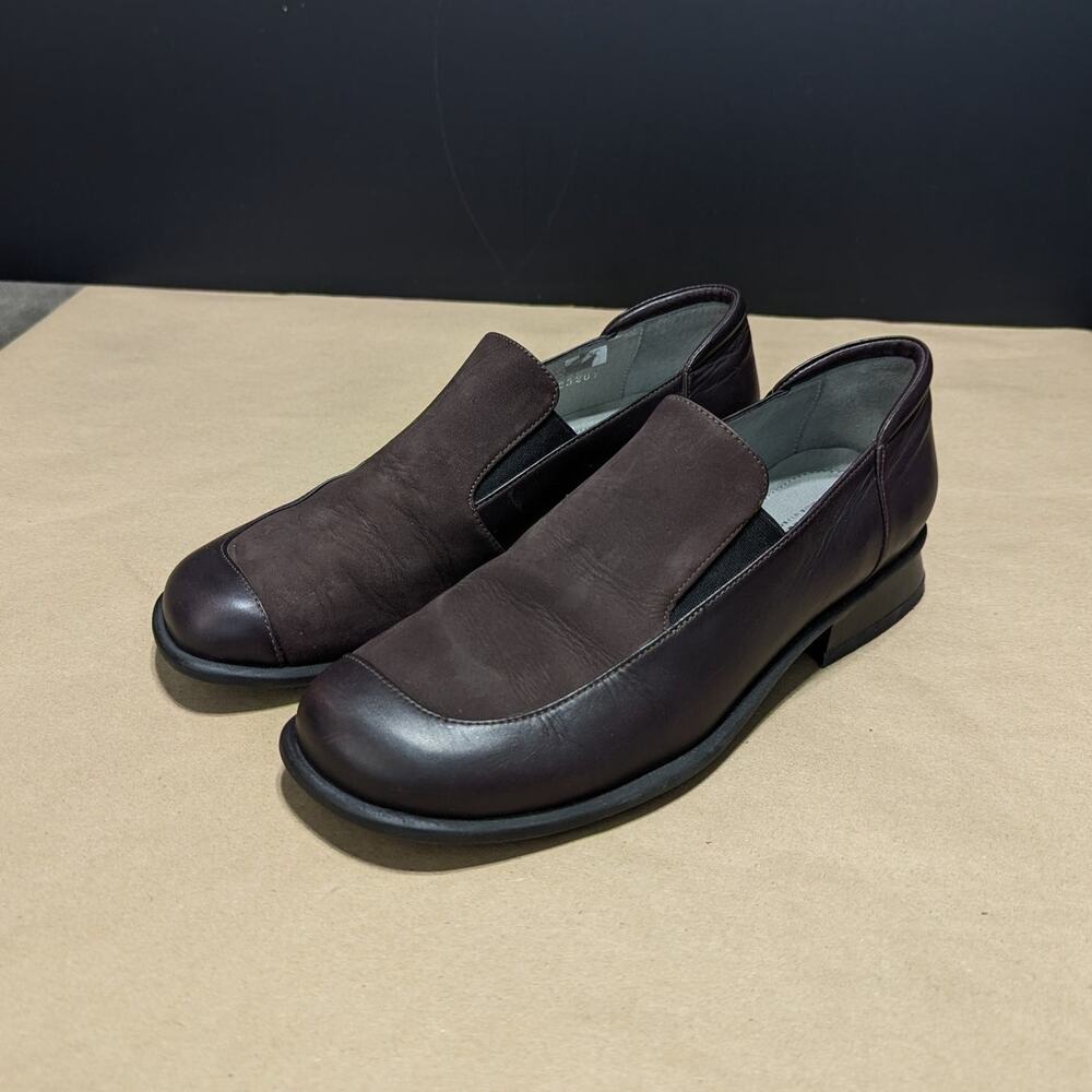BeautiFeel Leather Slip On Loafers Shoes Brown Womens 7.5 Comfort Cushioned Flat